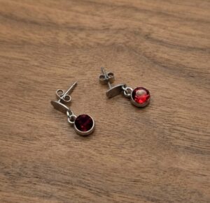 ruby red drop earrings