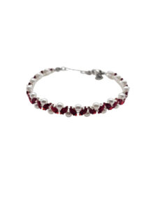 ruby red zirconia & pearl elegance bracelet