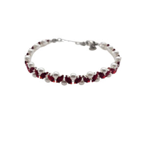 ruby red zirconia & pearl elegance bracelet