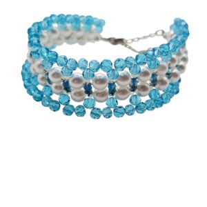 azure crystal & pearl statement cuff