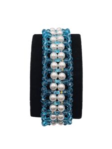 azure crystal & pearl statement cuff