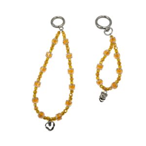 saffron rose set (beaded phone strap & keychain)