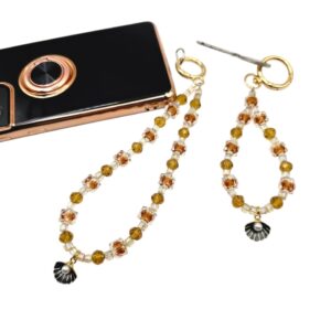 Amber Shell Set (Beaded Phone Strap & Keychain)