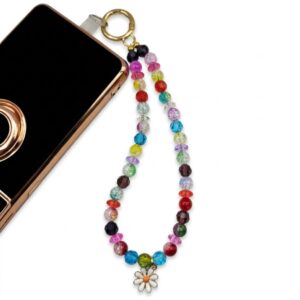 retro daisy rainbow phone strap